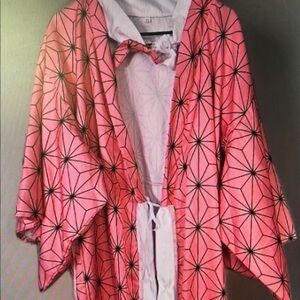 Pink Geometric Patterned Kimono